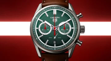 ساعة TAG Heuer Carrera Chronograph x Festival of Speed: خضراء، بتصميمها الصندوقي، ومحدودة العدد، مثل موقف سيارات كبار الشخصيات في جودوود